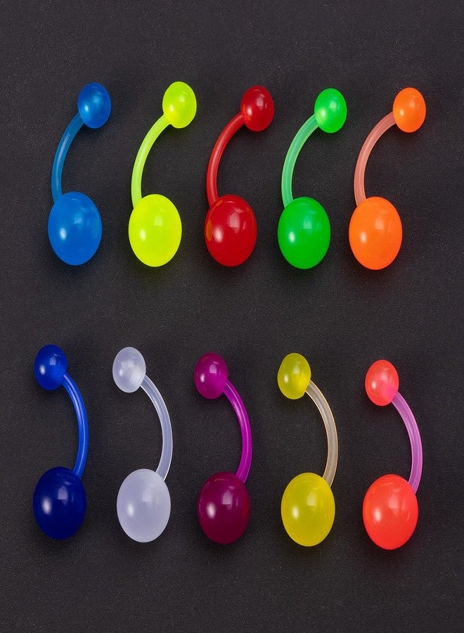 POYAMUSE Glow in the Dark Belly Button Rings - 14G Acrylic Belly Button Piercing Jewelry-10pcs - Image 2
